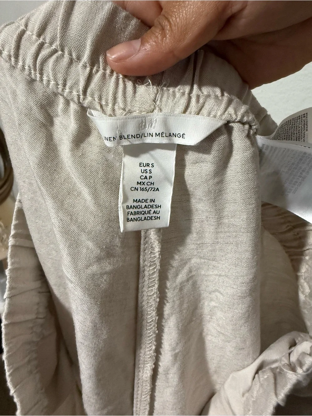 H&M Light Beige Drawstring Linen-Blend Women's Chinos